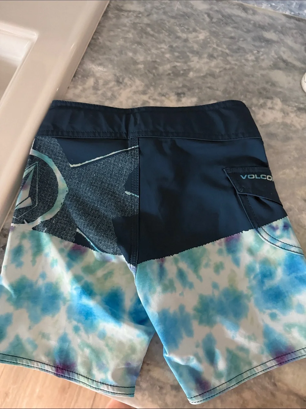 Volcom Navy and Aqua Tie-Dye Boys Boardshorts